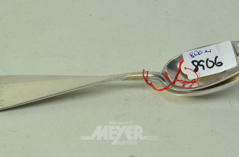 2 Suppenlöffel, 800er Silber,