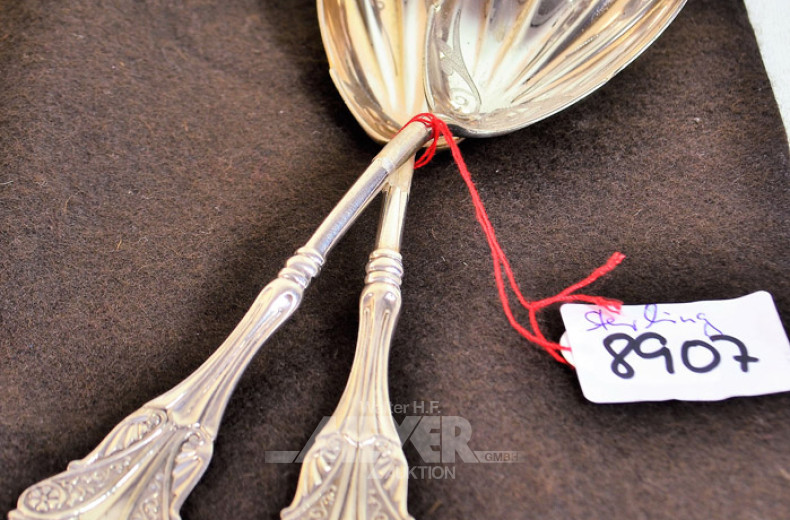 2 Vorlegelöffel, Sterling Silber,