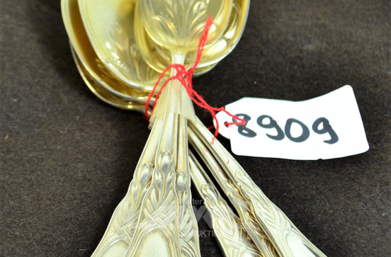 6 Eislöffel, 800er Silber