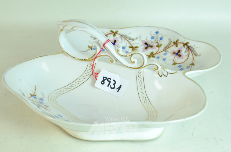 Porz.-Henkelschale, Blumendekor