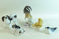 5 Porz.-Tierfiguren, ENS: ''Hunde, Küken,