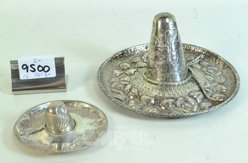 2 versch. Sombreros, 900er/925er Silber
