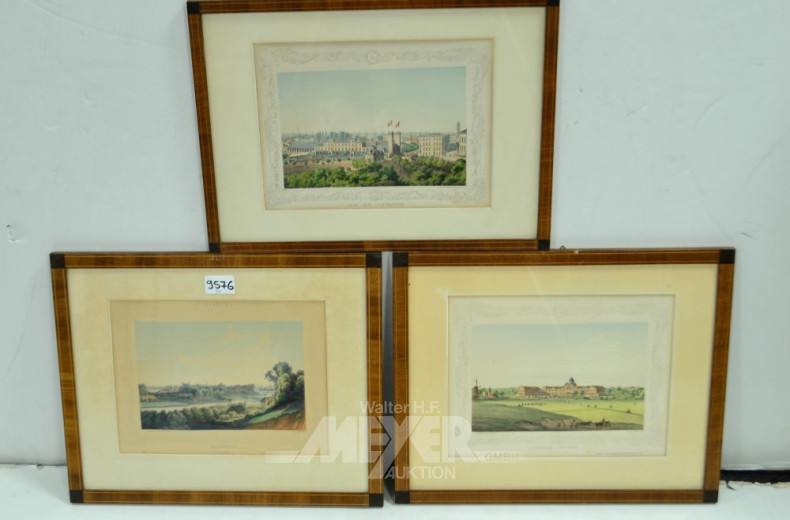 5 Hamburgensien im Mahagonirahmen,