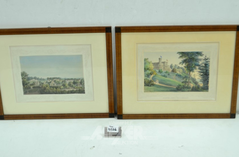 5 Hamburgensien im Mahagonirahmen,