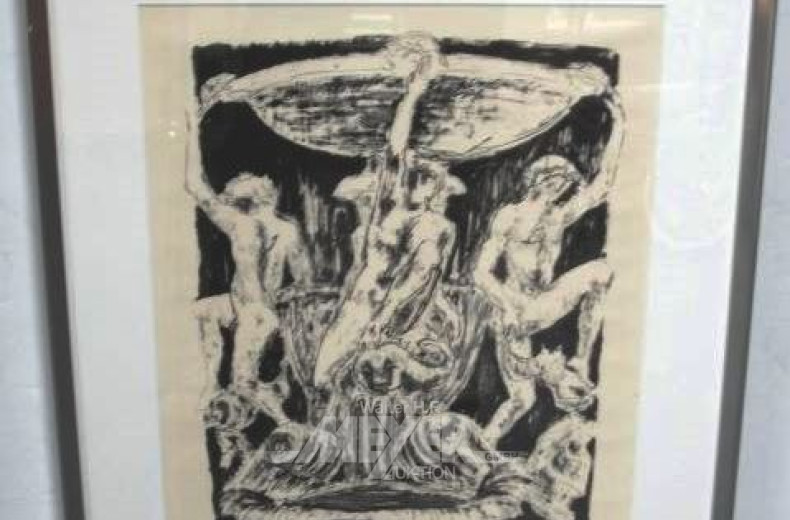 Lithographie ''Römischer Brunnen''