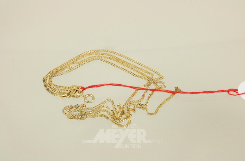 2 Ketten, 333er Gelbgold