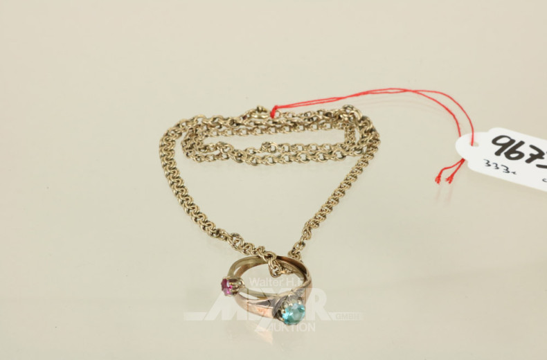 Kette, 333er Gelbgold, mit 2 Ringen