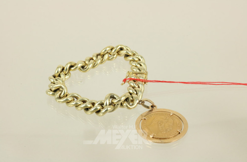 Kettenarmband, 585er Gelbgold, mit