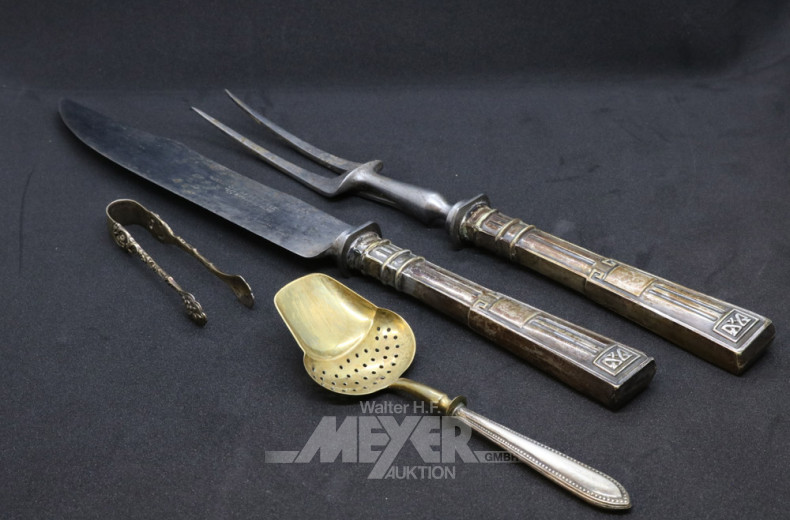 Tranchier-Besteck, Silbergrill, Teesieb,