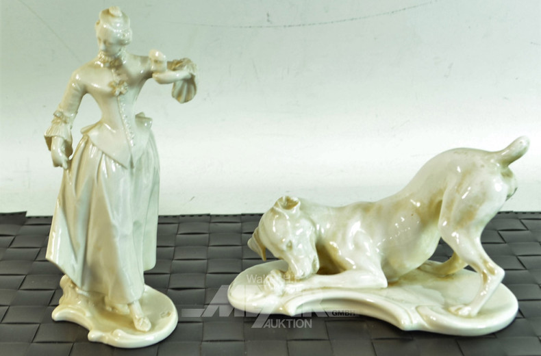 2 Porzellanfiguren, ''Frau mit Maske''