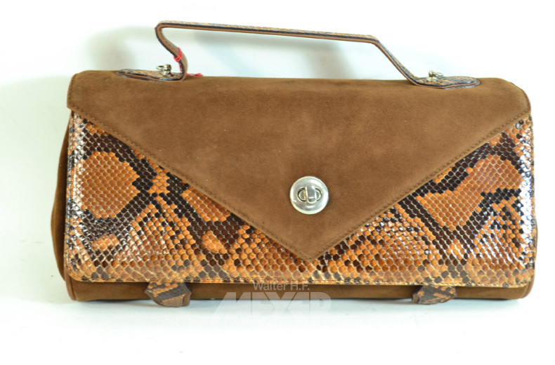 Kuvert Tasche, Schlangenleder/Velour,