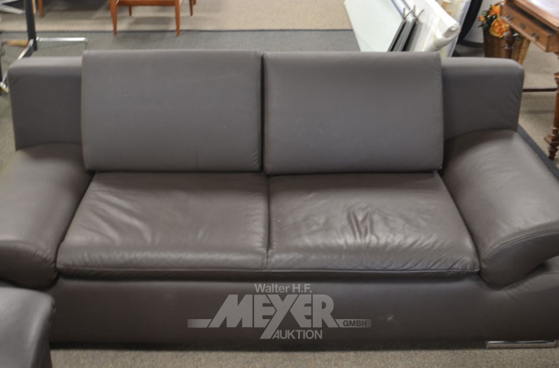 Ledergarnitur, braun, 4-tlg.