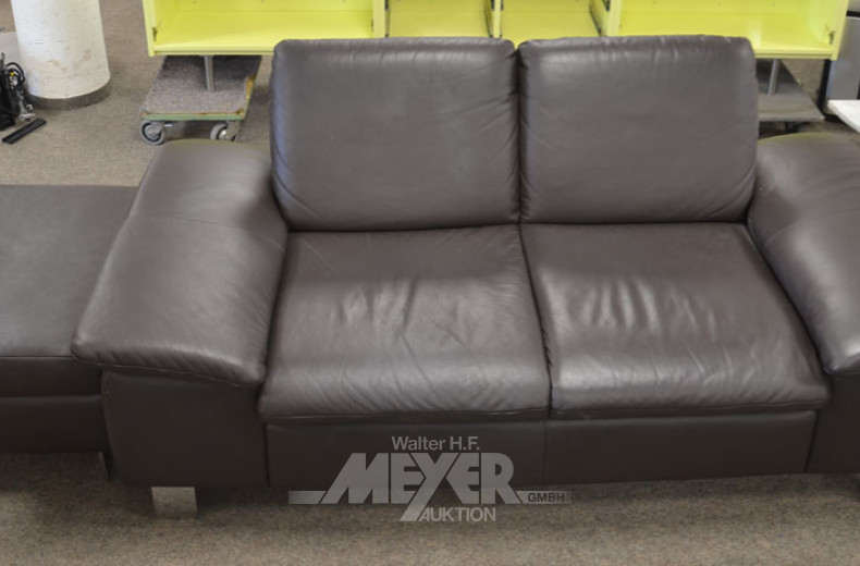 Ledergarnitur, braun, 4-tlg.