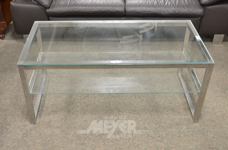 Couchtisch mit Glasplatte, Chromgestell