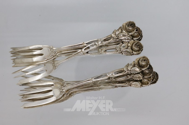 12 Kuchengabeln, 800er Silber