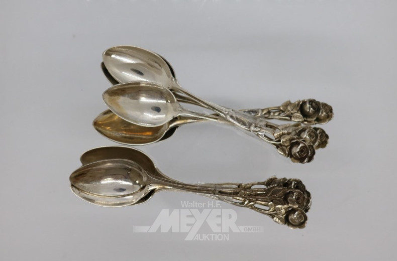 12 Kaffeelöffel, 800er Silber