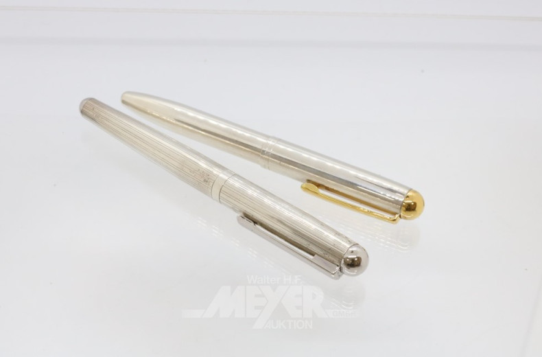 2 Füllfederhalter, 925er Silber,