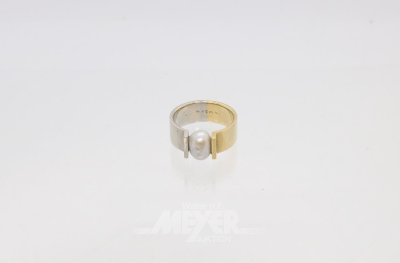 breiter Damenring, 950er Platin/750er GG