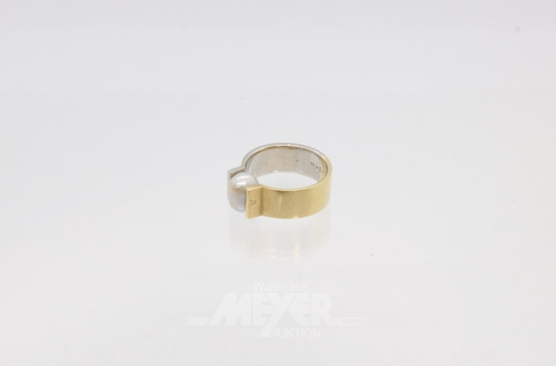 breiter Damenring, 950er Platin/750er GG