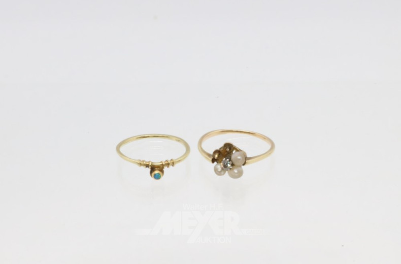 kl. zarter Ring, 585er GG, ca. 3 g.
