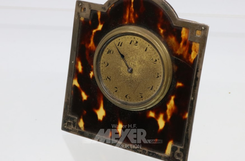 Tischuhr, Schildpatt mit Silbermon-