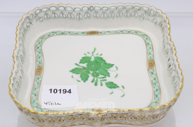 4 Teile Porzellan: Gebäckschale, Dosen,