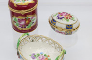 4 Teile Porzellan: Gebäckschale, Dosen,