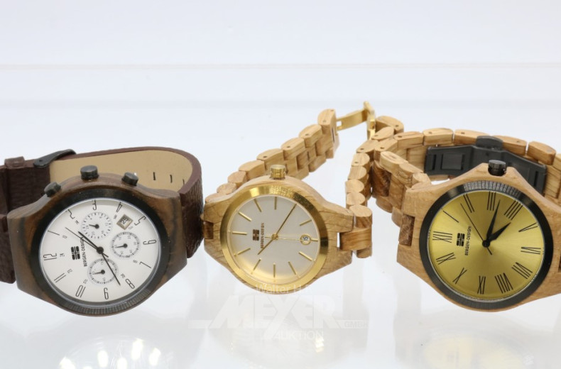 11 versch. Armbanduhren, BERGEN-DESIGN,