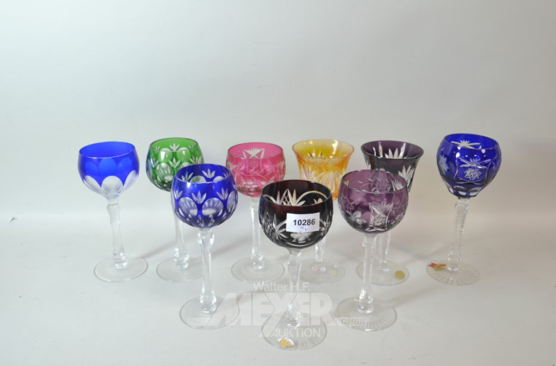 9 versch. farbige Kristall-Römer