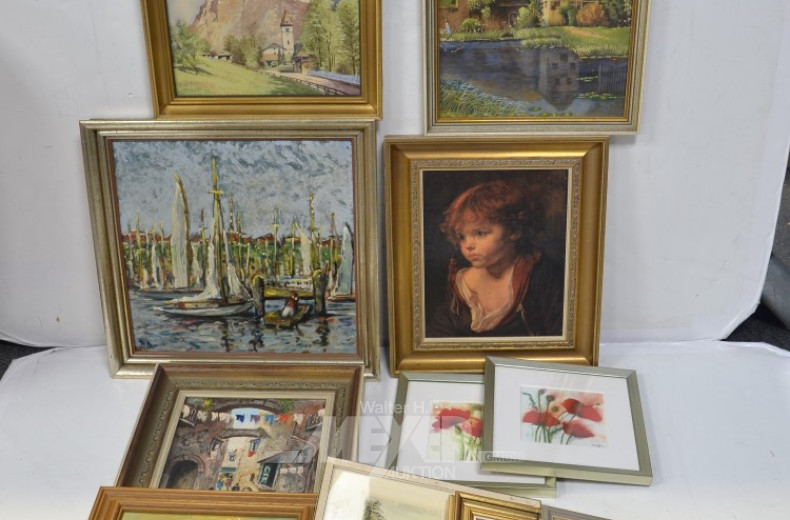 11 versch. Bilder, Drucke, Lithographien: