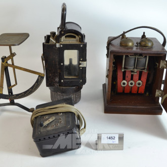 Transformator, 1 Lampe, 1 Briefwaage