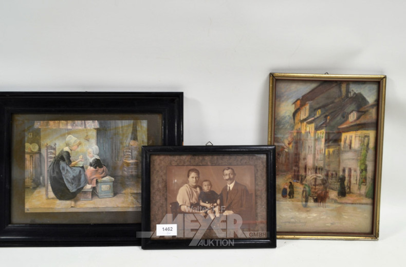 3 div. Bilder, Fotos, Radierungen