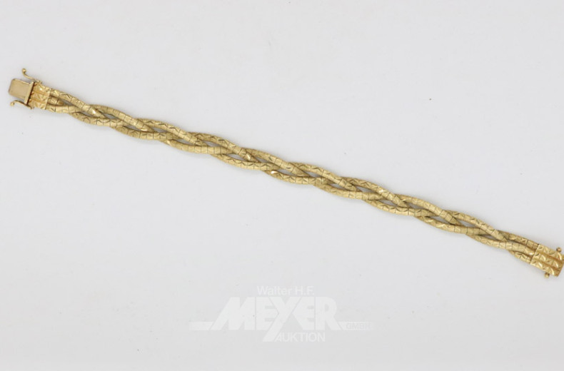 Armband, 585er GG, Zopfmuster