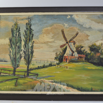 Gemälde ''Landschaft mit Mühle''