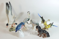 5 Porz.-Figuren ''Vögel sowie Dackel''