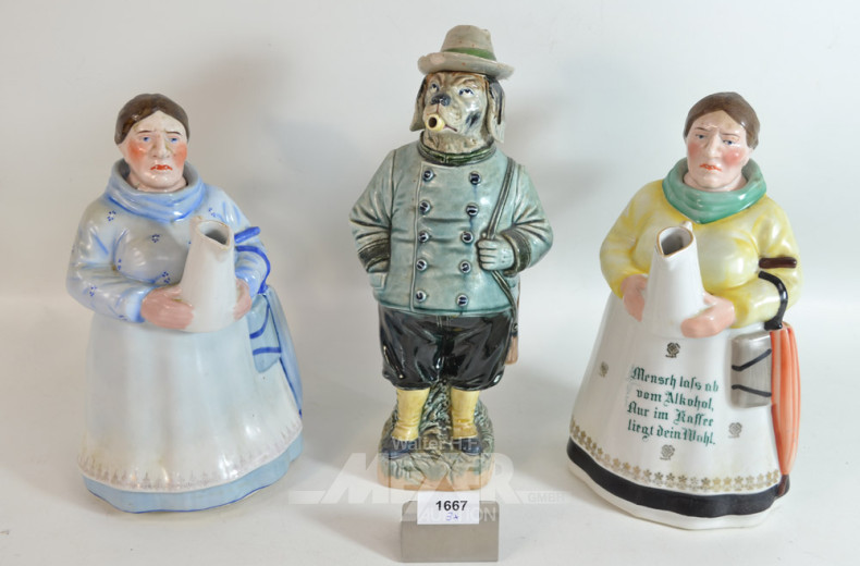 3 Teile Porzellan: 2 Kaffeekannen,