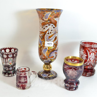 5 Teile Kristall: Gläser und Vasen