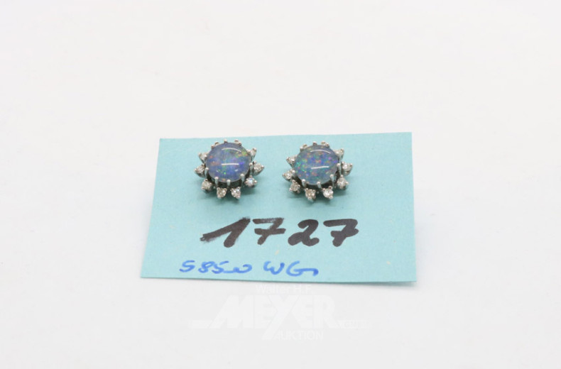 Paar Ohrstecker, 585er WG, besetzt