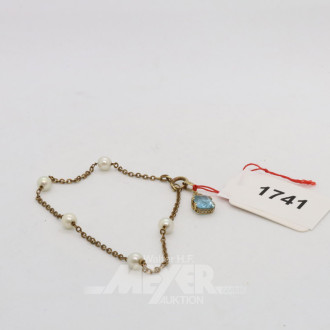 Armband, 333er GG, mit Perlen