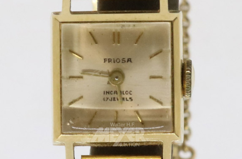 kl. Damenarmbanduhr ''PRIOSA'', 585er GG