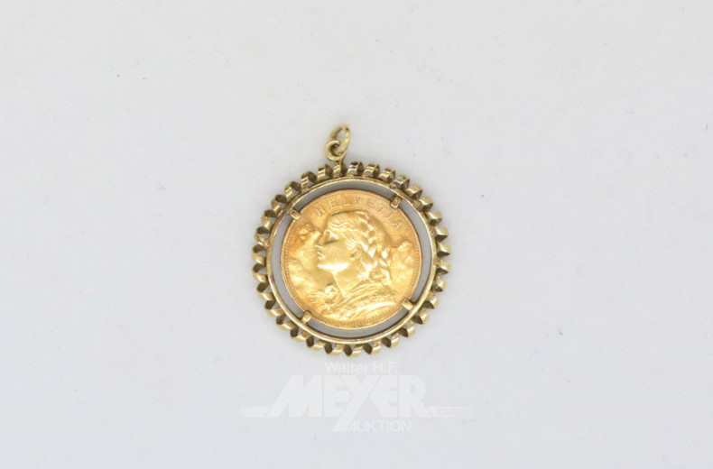 Münzanhänger ''20 Schweizer Franken''