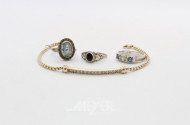 3 Armband und 3 Damenringe, Silber