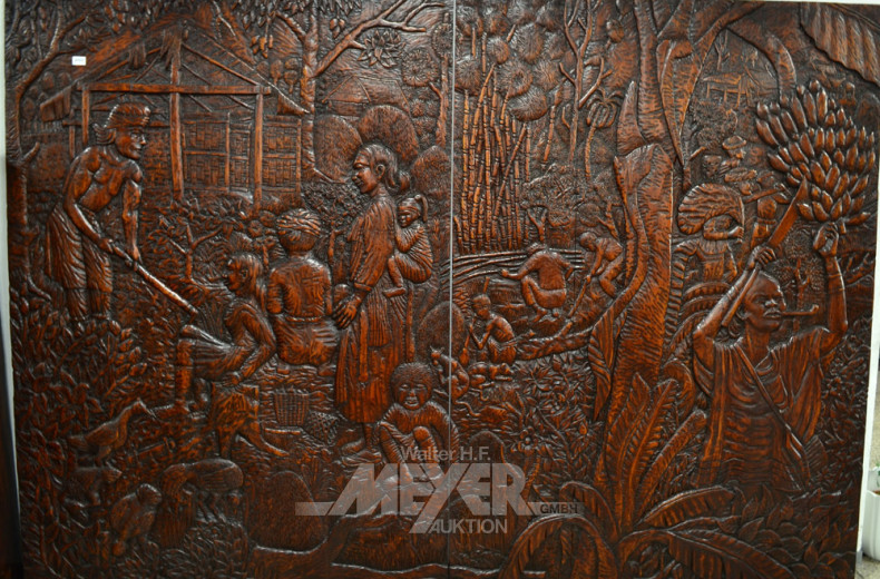 gr. geschnitztes Holz-Wandbild