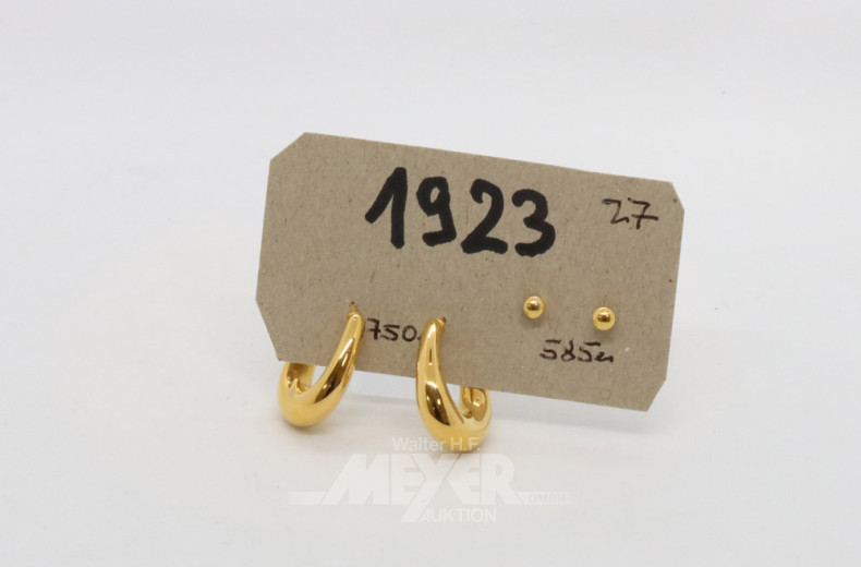 Paar Ohrringe, 750er GG