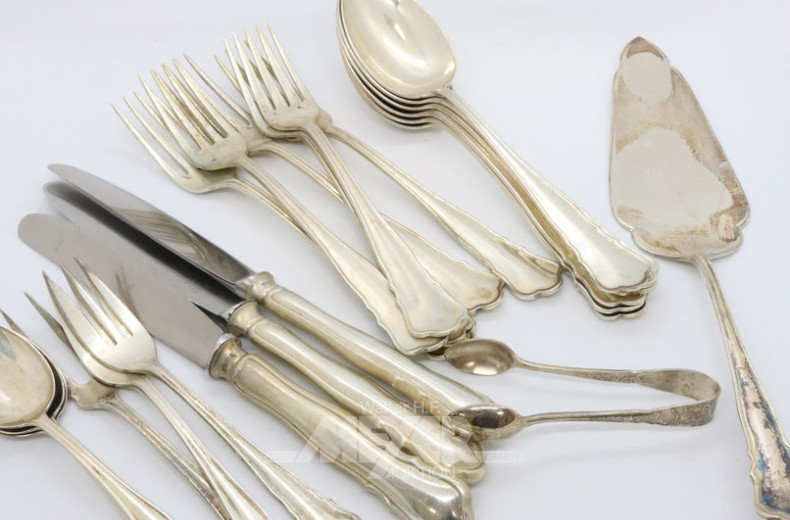 Besteck, 800er Silber, 44 Teile: