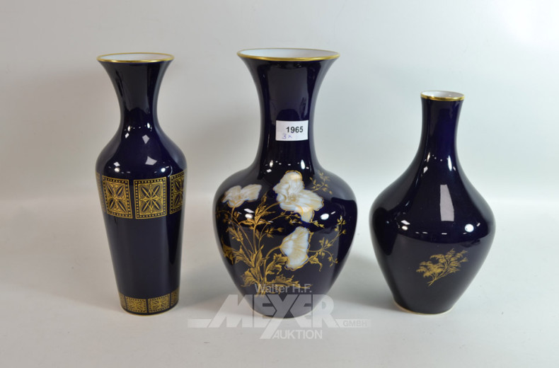 3 Porz.- Vasen  HUTSCHENREUTHER