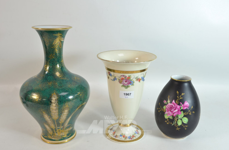 Porz.- Vasen, ROSENTHAL, Blumendekor