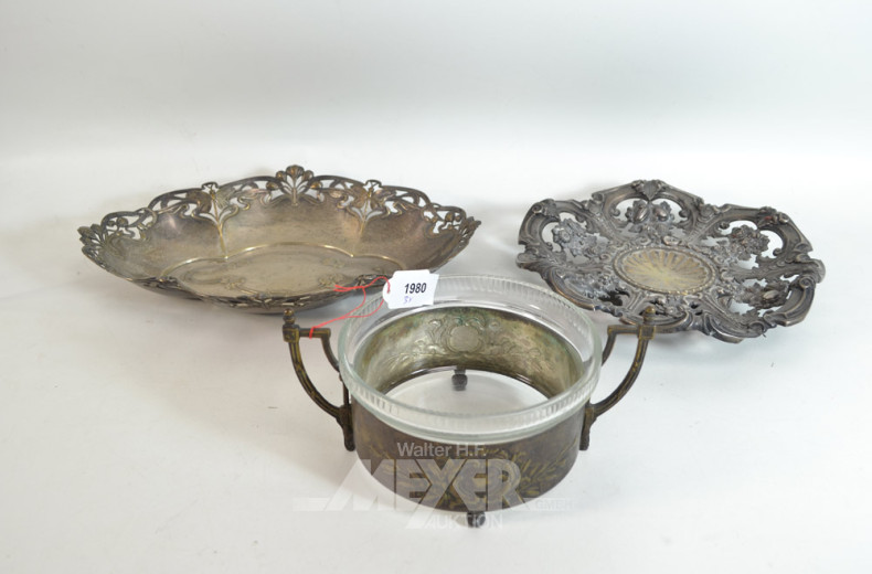 3 versch.- Metall-Schalen