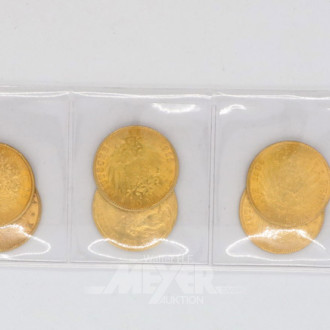 8 Goldmünzen ''20 Mark Deutsches Reich''