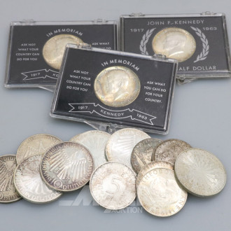 16 versch. Münzen (8x10,--DM, 5x5,- DM,